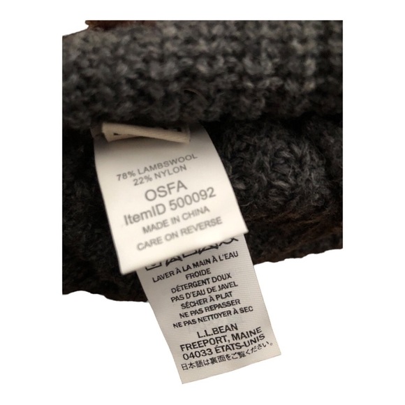 L.L.Bean Lambs Wool Blend Knitted Folded Winter Beanie Hat Women's One Size Grey - Picture 4 of 4